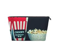 Trousse de toilette de voyage en cuir doré - Clap de film réutilisable et pop-corn imprimé cosmétique organisateur de maquillage - Sac de rangement souple portable, Argenté., Taille unique