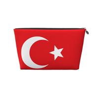 Trousse de toilette de voyage en cuir doré - Drapeau de la Turquie - Pochette de rangement de maquillage pour un usage quotidien et les voyages, Argenté., Taille unique