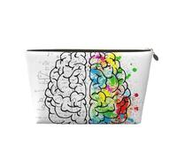 Trousse de toilette de voyage en cuir doré - Image géométrique du cerveau réutilisable avec sac de rangement imprimé scientifique, kit de rasage pour un usage quotidien, vacances, doré, Taille unique