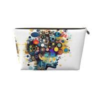 Trousse de toilette de voyage en cuir doré - Intelligence artificielle réutilisable - Imprimé cerveau - Pochette de rangement souple portable, doré, Taille unique