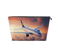 Trousse de toilette de voyage en cuir doré - Réutilisable - Belle pochette de rangement souple et portable avec imprimé avion, Argenté., Taille unique