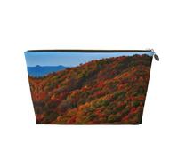 Trousse de toilette de voyage en cuir doré - Réutilisable Blue Ridge Parkway Mountains Print Cosmetic Makeup Organizer Pouch - Portable Soft Storage Bag, doré, Taille unique