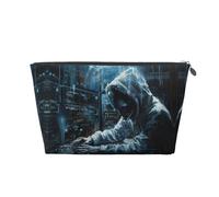 Trousse de toilette de voyage en cuir doré - Réutilisable - Imprimé attaque de pirates - Pochette de rangement souple portable, Argenté., Taille unique