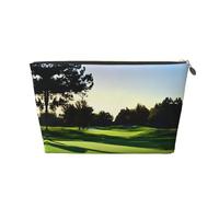 Trousse de toilette de voyage en cuir doré - Réutilisable - Imprimé parcours de golf - Pochette de rangement souple et portable, doré, Taille unique