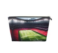 Trousse de toilette de voyage en cuir doré - Réutilisable - Stade Football Satdium Field Light Night Print Cosmetic Makeup Organizer Pouch - Portable Soft Storage Bag, doré, Taille unique