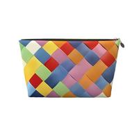 Trousse de toilette de voyage en cuir doré - Sac de rangement réutilisable à motif écossais coloré, kit de rasage pour un usage quotidien, les vacances, doré, Taille unique