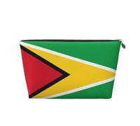 Trousse de toilette de voyage en cuir doré - Sac de rangement réutilisable avec drapeau de la Guyane - Kit de rasage pour un usage quotidien, vacances, Argenté., Taille unique