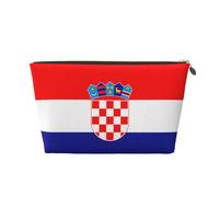 Trousse de toilette de voyage en cuir doré - Sac de rangement réutilisable avec drapeau de la République de Croatie - Kit de rasage pour un usage quotidien, les vacances, doré, Taille unique