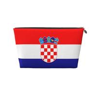 Trousse de toilette de voyage en cuir doré - Sac de rangement réutilisable avec drapeau de la République de Croatie - Kit de rasage pour un usage quotidien, les vacances, Argenté., Taille unique