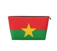 Trousse de toilette de voyage en cuir doré - Sac de rangement réutilisable avec drapeau du Burkina Faso - Kit de rasage pour un usage quotidien, vacances, Argenté., Taille unique