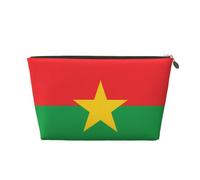 Trousse de toilette de voyage en cuir doré - Sac de rangement réutilisable avec drapeau du Burkina Faso - Kit de rasage pour un usage quotidien, vacances, doré, Taille unique