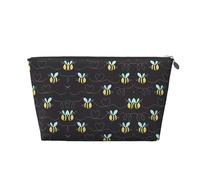 Trousse de toilette de voyage en cuir doré - Sac de rangement réutilisable avec imprimé bourdon de dessin animé pour un usage quotidien, vacances, Argenté., Taille unique