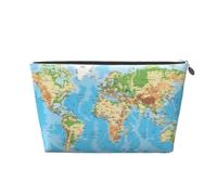 Trousse de toilette de voyage en cuir doré - Sac de rangement réutilisable avec imprimé carte du monde, kit de rasage pour un usage quotidien, vacances, Argenté., Taille unique