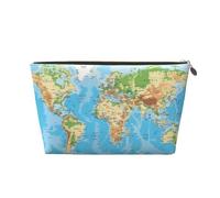 Trousse de toilette de voyage en cuir doré - Sac de rangement réutilisable avec imprimé carte du monde, kit de rasage pour un usage quotidien, vacances, doré, Taille unique