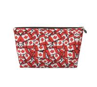 Trousse de toilette de voyage en cuir doré - Sac de rangement réutilisable avec imprimé drapeau canadien, trousse de rasage pour un usage quotidien, vacances, doré, Taille unique