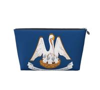 Trousse de toilette de voyage en cuir doré - Sac de rangement réutilisable avec imprimé drapeau de l'État de Louisiane pour un usage quotidien, les vacances, Argenté., Taille unique