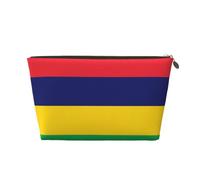 Trousse de toilette de voyage en cuir doré - Sac de rangement réutilisable avec imprimé drapeau de l'île Maurice, trousse de rasage pour un usage quotidien, vacances, doré, Taille unique
