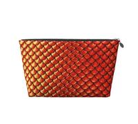 Trousse de toilette de voyage en cuir doré - Sac de rangement réutilisable avec imprimé écailles de poisson rouge, kit de rasage pour un usage quotidien, vacances, Argenté., Taille unique