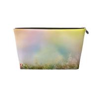 Trousse de toilette de voyage en cuir doré - Sac de rangement réutilisable avec imprimé fleurs de printemps, trousse de rasage pour un usage quotidien, vacances, doré, Taille unique