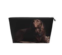 Trousse de toilette de voyage en cuir doré - Sac de rangement réutilisable avec imprimé labrador retriever marron, kit de rasage pour un usage quotidien, vacances, Argenté., Taille unique