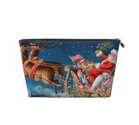 Trousse de toilette de voyage en cuir doré - Sac de rangement réutilisable avec imprimé Merry Christmas - Kit de rasage pour un usage quotidien, les vacances, doré, Taille unique