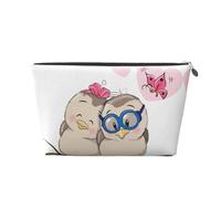 Trousse de toilette de voyage en cuir doré - Sac de rangement réutilisable avec imprimé oiseaux d'amour - Kit de rasage pour un usage quotidien, les vacances, Argenté., Taille unique