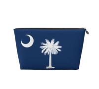 Trousse de toilette de voyage en cuir doré - Sac de rangement réutilisable avec motif drapeau de la Caroline du Sud, trousse de rasage pour un usage quotidien, vacances, Argenté., Taille unique