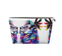 Trousse de toilette de voyage en cuir doré - Sac de rangement réutilisable avec motif tête de lion, trousse de rasage pour un usage quotidien, vacances, doré, Taille unique
