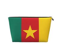 Trousse de toilette de voyage en cuir doré - Sac de rangement réutilisable imprimé drapeau du Cameroun - Trousse de toilette pour usage quotidien, vacances, doré, Taille unique