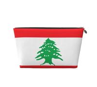 Trousse de toilette de voyage en cuir doré - Sac de rangement réutilisable imprimé drapeau du Liban - Trousse de toilette pour un usage quotidien, vacances, Argenté., Taille unique
