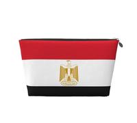 Trousse de toilette de voyage en cuir doré - Sac de rangement réutilisable imprimé drapeau égyptien, kit de rasage pour un usage quotidien, vacances, Argenté., Taille unique