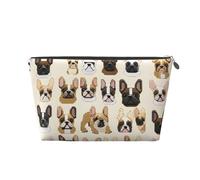 Trousse de toilette de voyage en cuir « I Love French Bulldog », un organisateur de maquillage tendance et pratique, Argenté., Taille unique