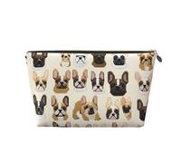 Trousse de toilette de voyage en cuir « I Love French Bulldog », un organisateur de maquillage tendance et pratique, doré, Taille unique