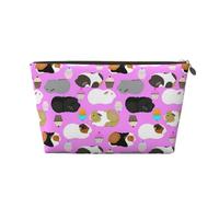 Trousse de toilette de voyage en cuir imprimé cochons d'Inde et cupcakes pour femme - Trousse de voyage pour articles de toilette, trousse de maquillage, doré, Taille unique, Trousse de toilette