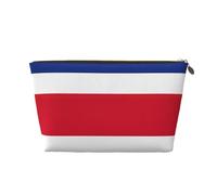 Trousse de toilette de voyage en cuir imprimé drapeau du Costa Rica pour femme, trousse de voyage pour articles de toilette, trousse de maquillage, doré, Taille unique, Trousse de toilette