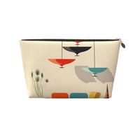 Trousse de toilette de voyage en cuir imprimé moderne du milieu du siècle, un organisateur de maquillage tendance et pratique, doré, Taille unique