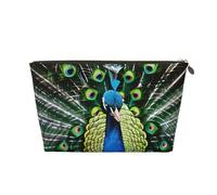 Trousse de toilette de voyage en cuir imprimé paon frais pour femmes, trousse de voyage pour articles de toilette, trousse de maquillage, trousse de maquillage, doré, Taille unique, Trousse de