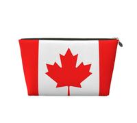 Trousse de toilette de voyage en cuir motif drapeau canadien - Organiseur réutilisable d'accessoires de maquillage - Pochette à fermeture éclair pour un rangement quotidien, doré, taille unique