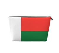 Trousse de toilette de voyage en cuir motif drapeau de Madagascar - Réutilisable - Organiseur d'accessoires de maquillage - Pochette à fermeture éclair pour le rangement quotidien