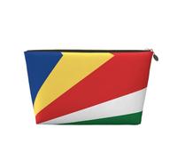 Trousse de toilette de voyage en cuir motif drapeau des Seychelles - Organiseur réutilisable d'accessoires de maquillage - Pochette à fermeture éclair pour un rangement quotidien, doré, taille unique