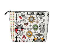 Trousse de toilette de voyage en faux chanvre avec symboles de la salsa mexicaine - Réutilisable - Organiseur de toilette pour femme - Utilisations multiples, Noir , Taille unique