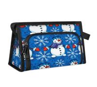 Trousse de toilette de voyage en forme de bonhomme de neige pour femmes, hommes, filles, garçons, flocons de neige de Noël, trousse de maquillage, trousse de toilette, organisateur de cosmétiques,