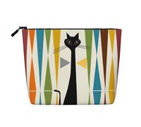 Trousse de toilette de voyage en forme de chat d'art moderne du milieu du siècle - Grande capacité - Résistante à l'eau