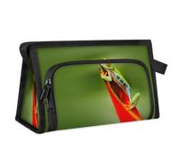 Trousse de toilette de voyage en forme de grenouille aux yeux rouges pour femmes, hommes, filles, garçons, grenouille, trousse de maquillage multifonctionnelle, trousse de toilette, organisateur de
