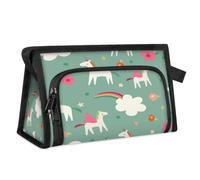 Trousse de toilette de voyage en forme de licornes mignonnes pour femmes, hommes, filles, garçons, licornes magiques, trousse de maquillage, trousse de toilette, organisateur de cosmétiques, trousse