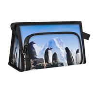 Trousse de toilette de voyage en forme de pingouin de la côte de l'Antarctique pour femmes, hommes, filles, garçons, pingouin, trousse de maquillage multifonctionnelle, trousse de toilette, trousse de