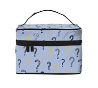 Trousse de Toilette de Voyage en Forme de Point d'interrogation Noir et Or pour Femmes et Filles, Grand Organiseur de Maquillage, Articles de Toilette Portables, Bleu