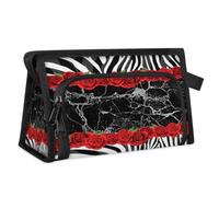 Trousse de toilette de voyage en marbre avec imprimé zèbre rose pour femmes, hommes, filles, garçons, trousse de maquillage, trousse de toilette, organisateur de cosmétiques, trousse de douche,