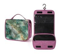 Trousse de toilette de voyage en marbre vert pour femme, organiseur de maquillage à suspendre avec crochet pour shampooing