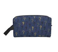 Trousse de Toilette de Voyage en Or Noir avec Point d'interrogation, Organiseur de Maquillage, Grande capacité, Portable, pour Femmes et Filles, Bleu Indigo